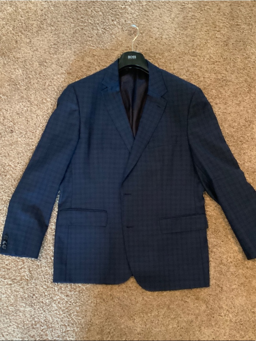 Hugo Boss Dark Blue Plaid Sport Coat